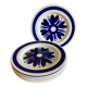 6 white vintage plates with blue flowers