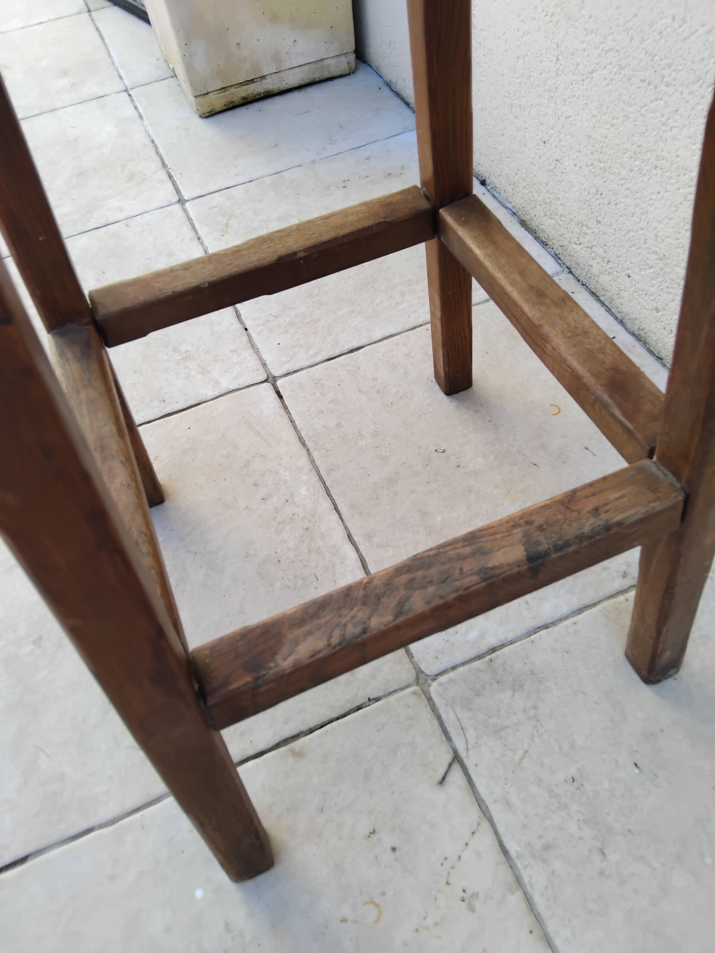 Old large vintage wooden stool for architect, painter, artist