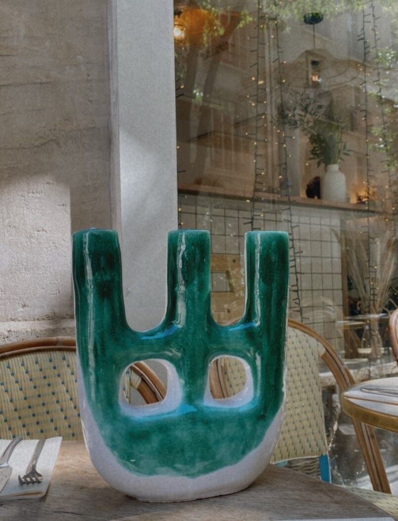 Handmade terracotta candle holder