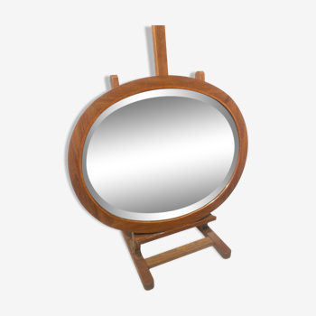 Beveled mirror with wooden frame