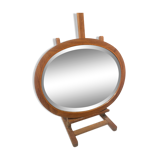 Beveled mirror with wooden frame
