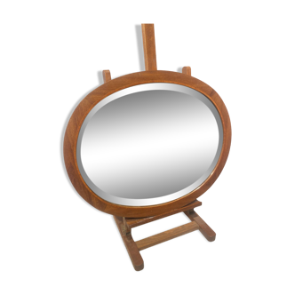 Beveled mirror with wooden frame