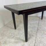 Table à manger en bois italien vintage, laiton et mosaïque de verre, années 1950