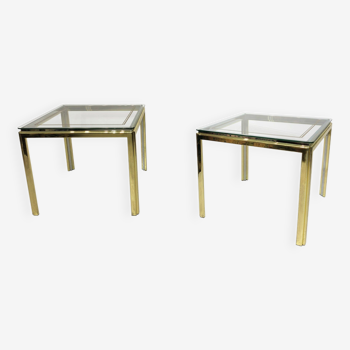 Tables d'appoint en laiton et chrome des années 1970 Renato Zevi Glass