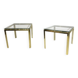 Tables d'appoint en laiton et chrome des années 1970 Renato Zevi Glass