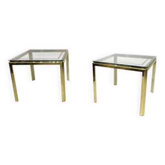 1970s Brass And Chrome Side Tables Renato Zevi Glass