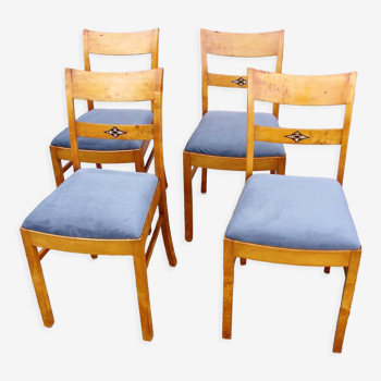 Lot de 4 chaises art déco, années 1940