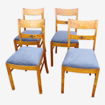 Set of 4 art deco chairs, 1940s