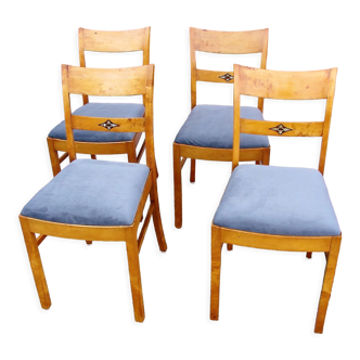 Set of 4 art deco chairs, 1940s