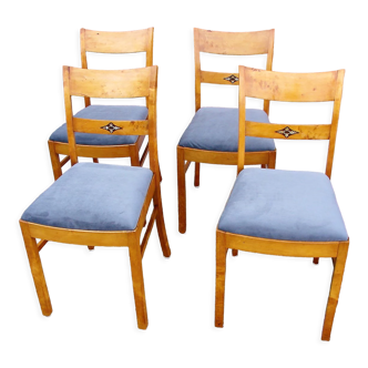 Lot de 4 chaises art déco, années 1940