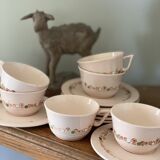 Ancient tea set in earthenware Longwy service Betty