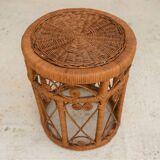 Vintage peacock stool in rattan