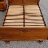 Art Deco walnut bed for 140/190cm base