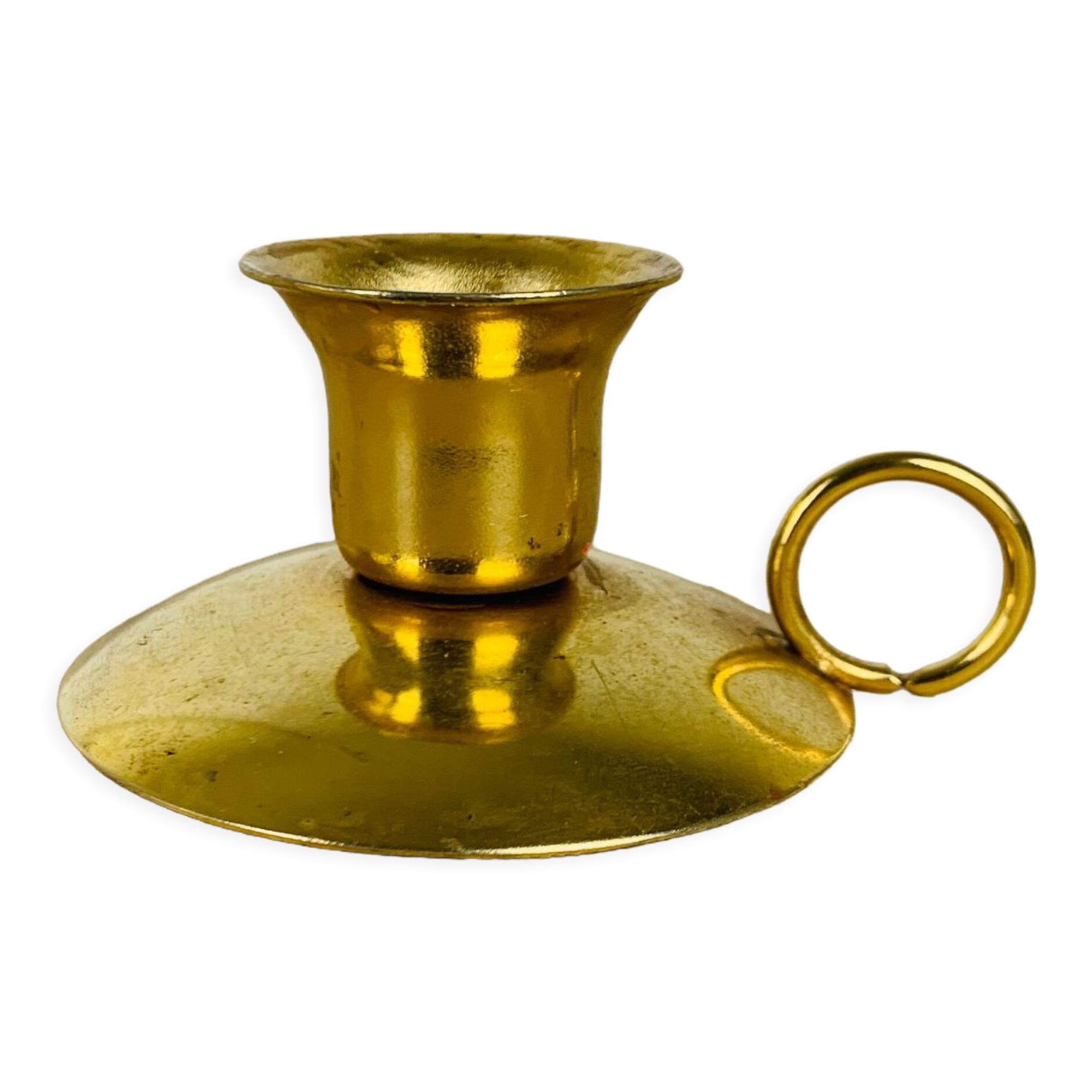 Vintage golden brass candle holder