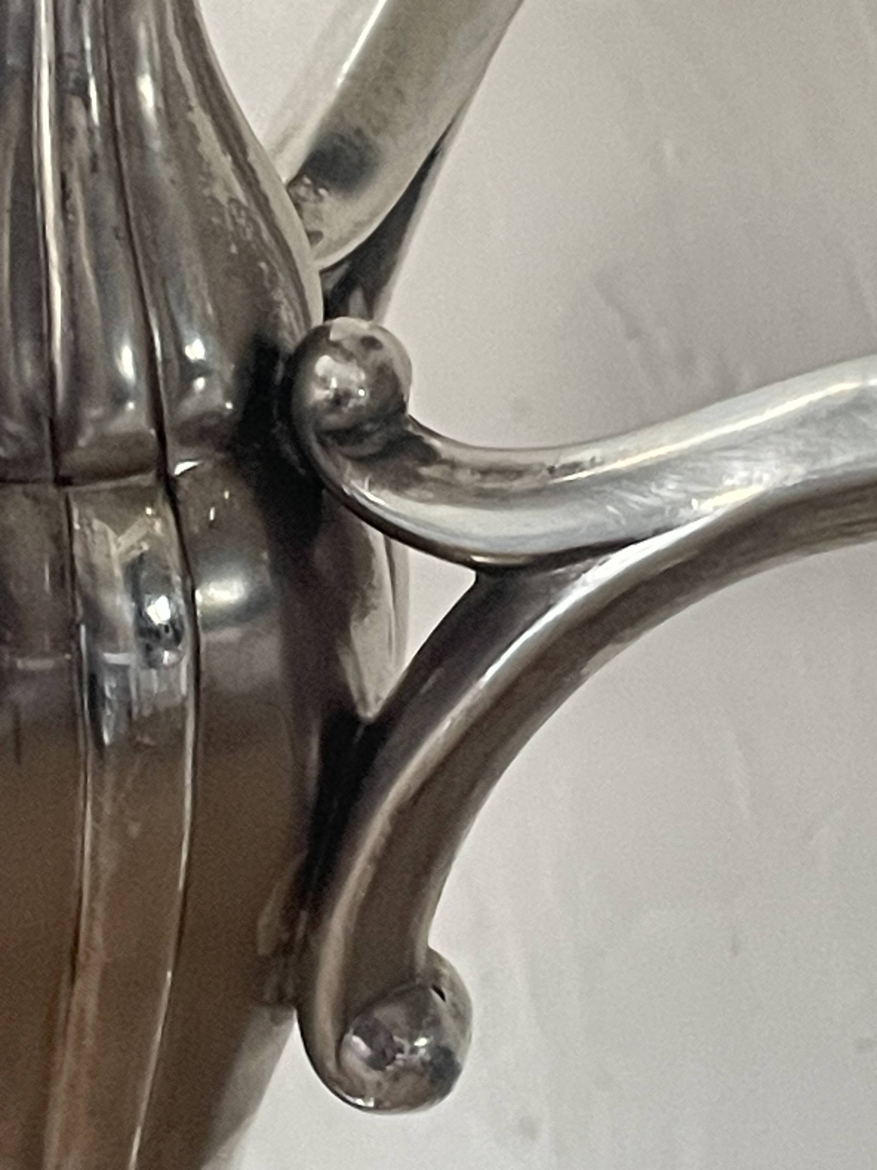 Vintage Orbisa 5-branch chandelier in silver-plated metal, Alpaca base.