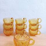Set of 10 Hazel Atlas "Williamsport" Amber Punch Cups – 1970s