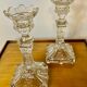 Pair of molded glass candle holders - Vallerysthal crystal