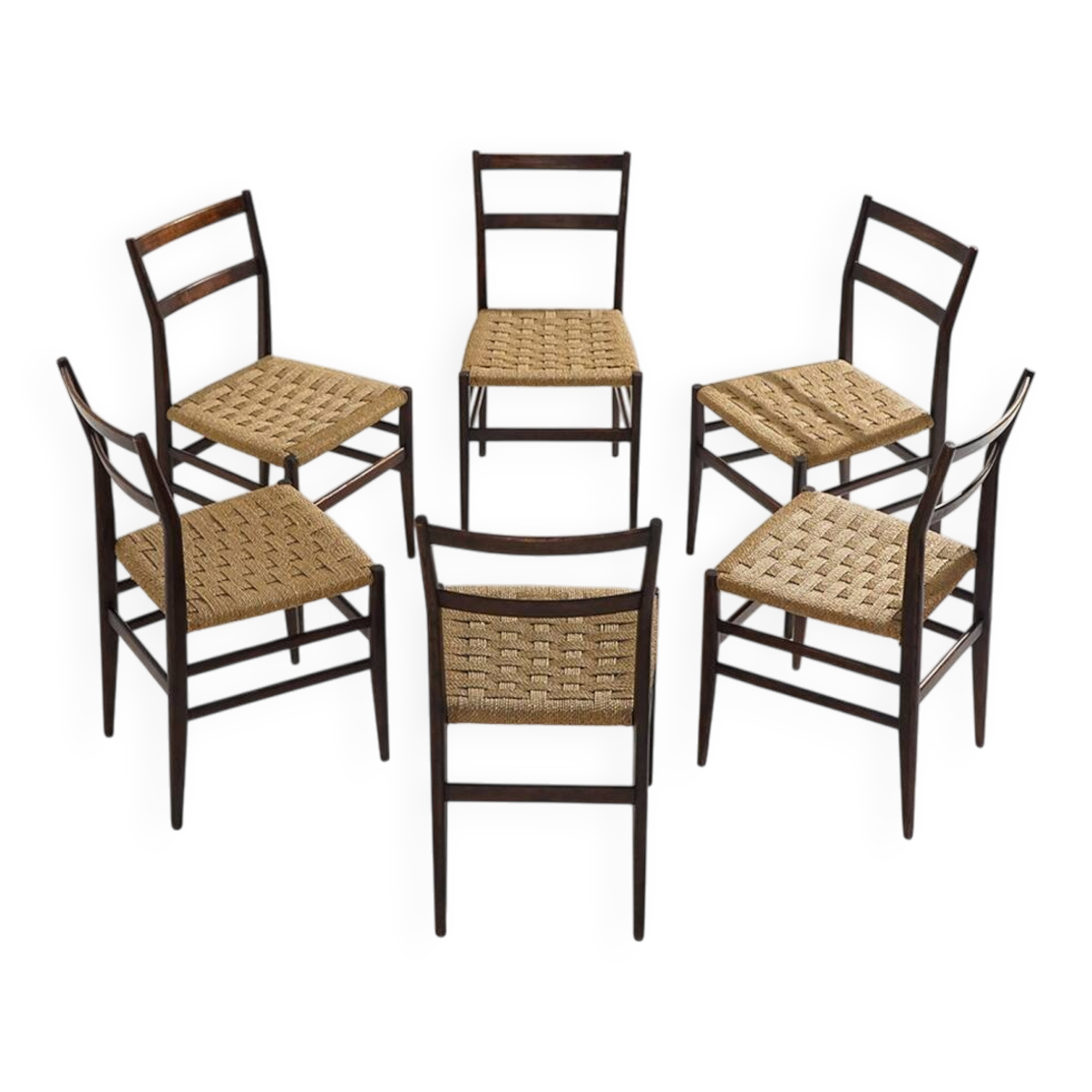 Six “Leggera” chairs by Gio Ponti for Cassina, 1950s