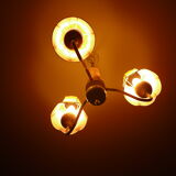 Lasuffed white metal suspension - 3 pink lampshades