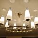 Large Vintage Italian Pendant Light, 1950s, Brass Glass