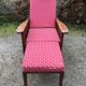 Vintage morris armchair in beech and fabric bordeaux napoleon iii