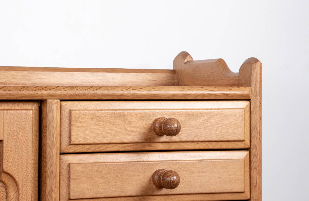 French enfilade in solid oak by Guillerme and Chambron 1960.