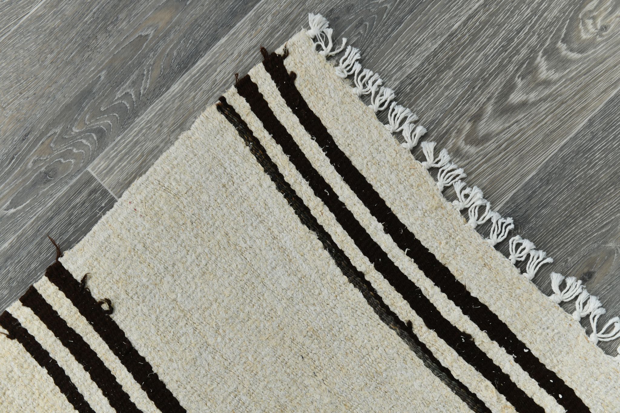 Tapis de chanvre vintage texturé neutre, 168x304cm