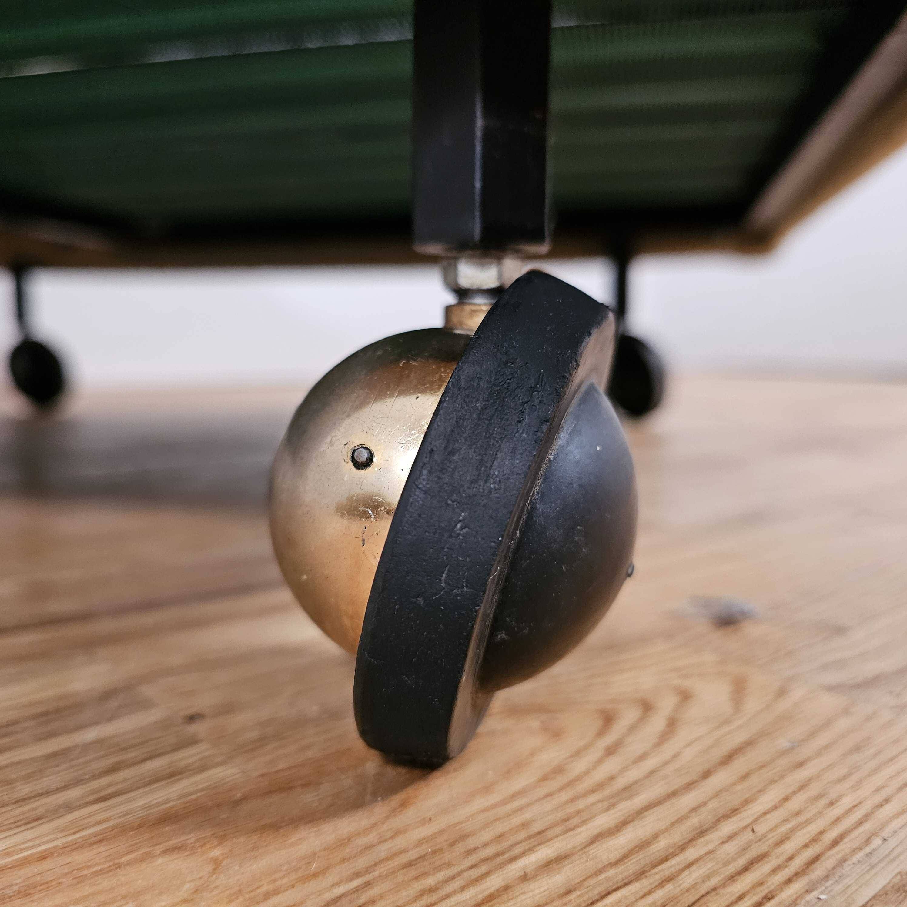 Steiner-Paris, green cloth armchair and ottoman, circa 1950/1960