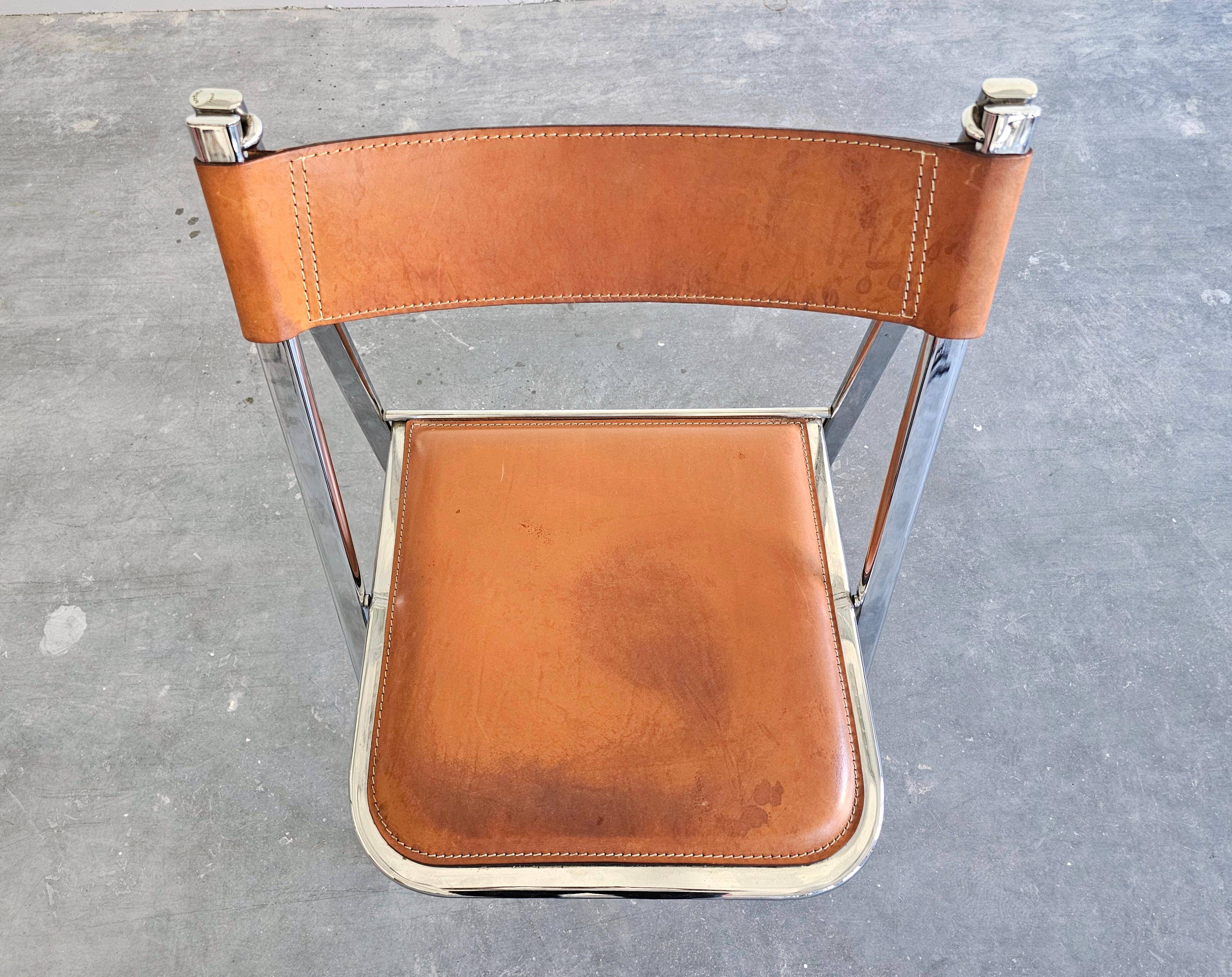 Paire de chaises pliantes modèle Tamara par Arrben, cuir, 1970s