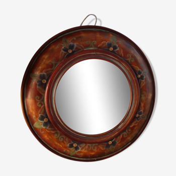 Painted round bevelled mirror 58cm