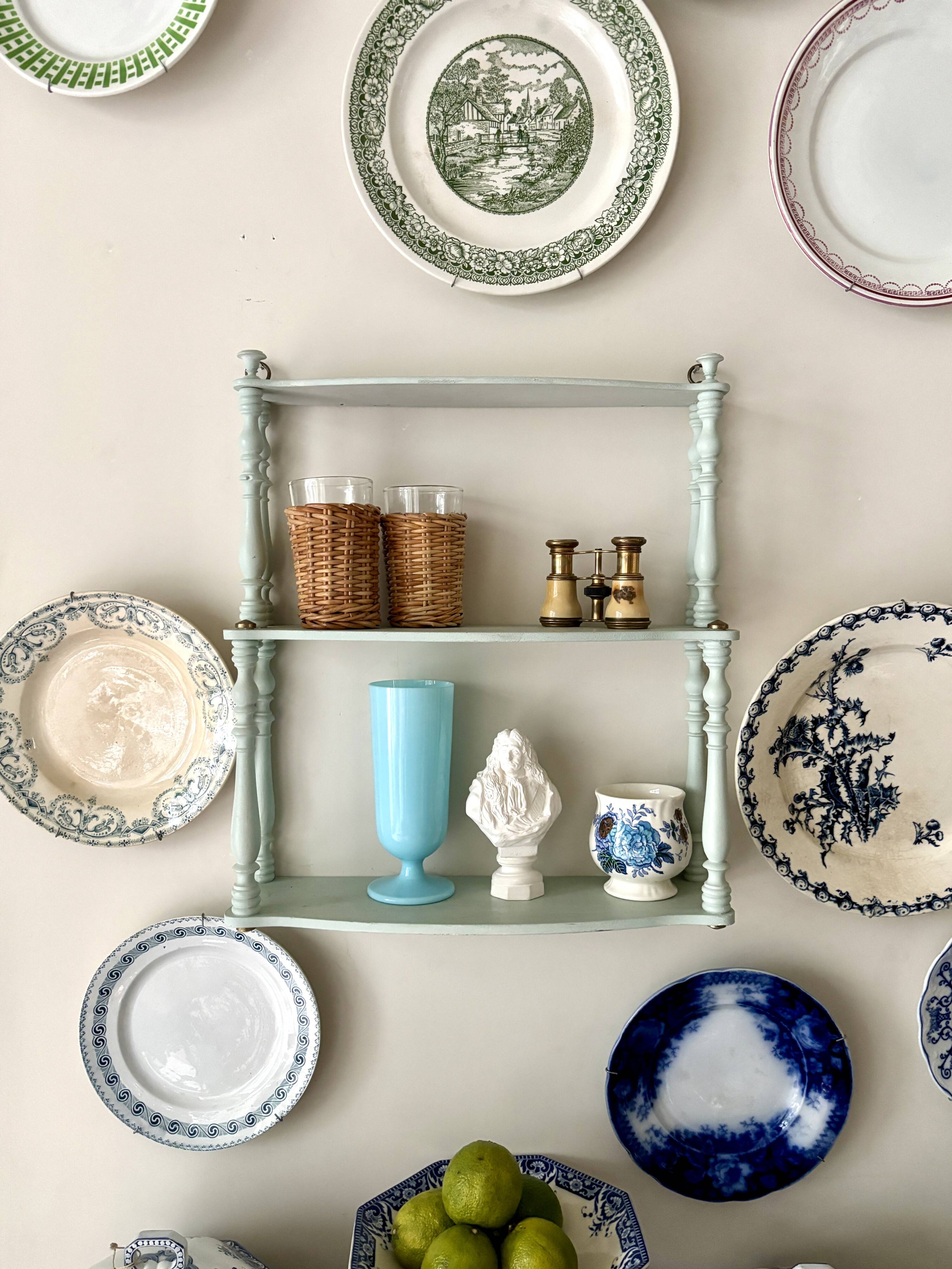 Étagère murale 3 tablettes en bois bleu ciel