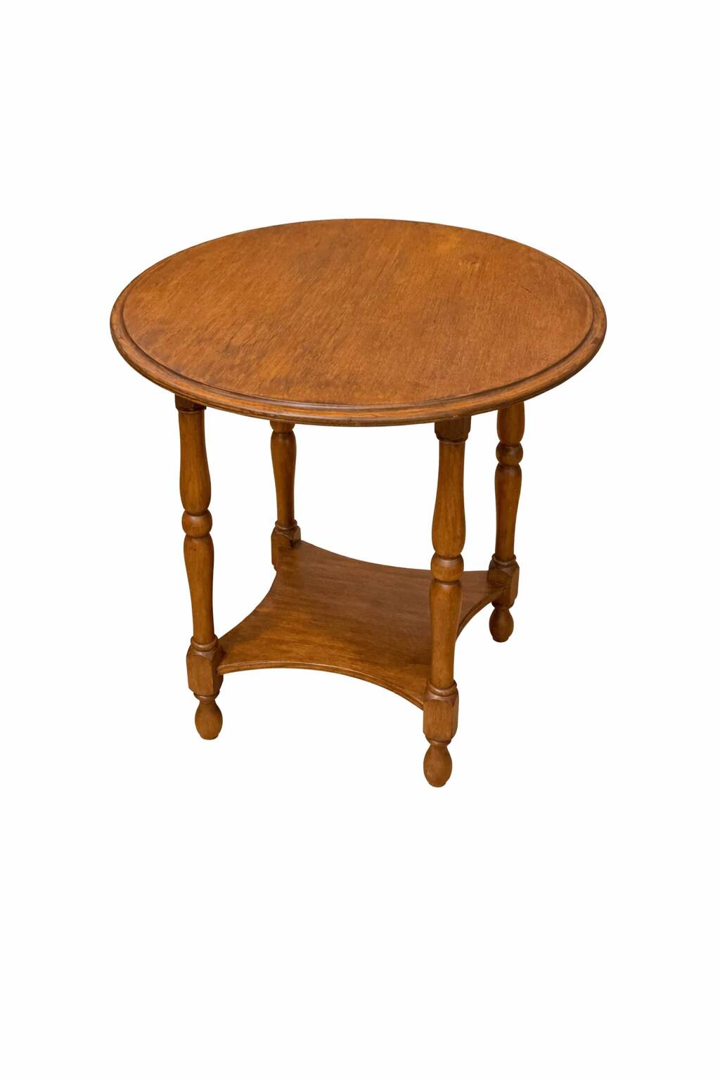 Ancient oak side table with spool legs
