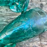Ensemble de 4 coupes en verre moulé bleu