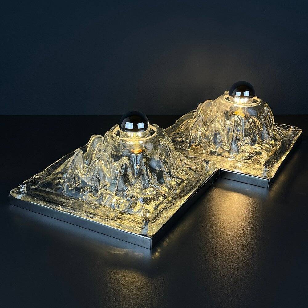 Murano wall lamps Polifemo by Angelo Brotto for Esperia, Italy, 1970s, set of 2