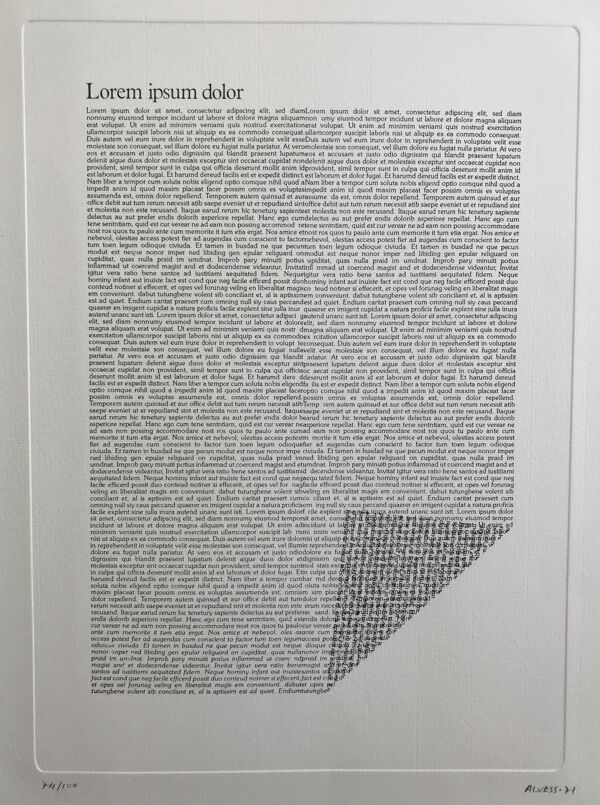 Gravure originale signée et numérotée de Manuel ALVESS (1939-2009) Lorem ipsum dolor, 1971