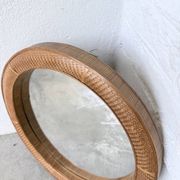 Woven wicker round mirror 1960
