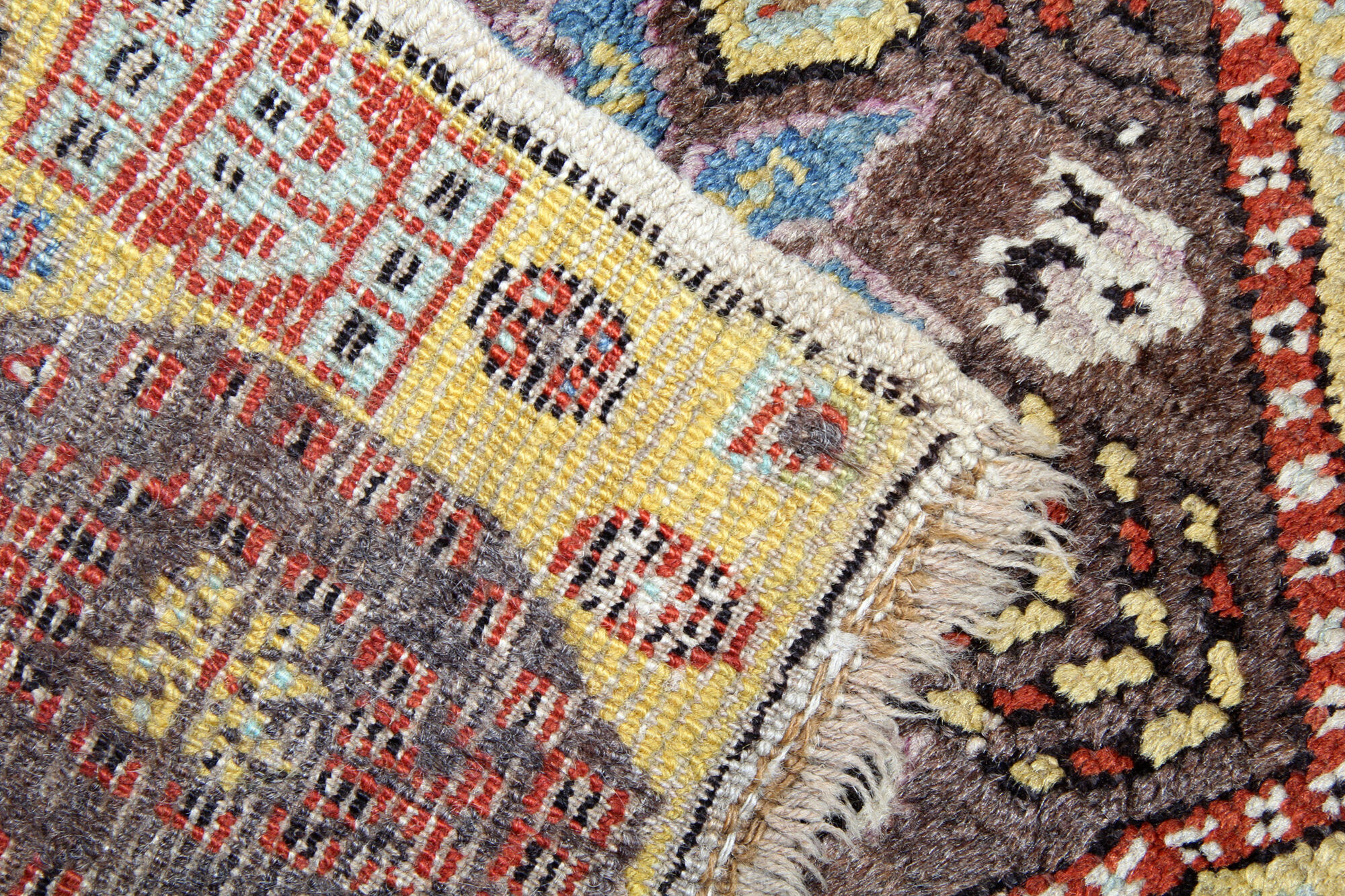 Tapis de laine beige fait à la main traditionnel géométrique tribal persan zone tapis- 102x210cm