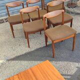 Series of 6 teak chairs around 1960