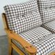 Vintage Two-Seater Pine Sofa with Original Checked Upholstery, 1970s