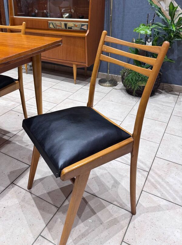 Ensemble scandinave vintage – table extensible & 6 chaises