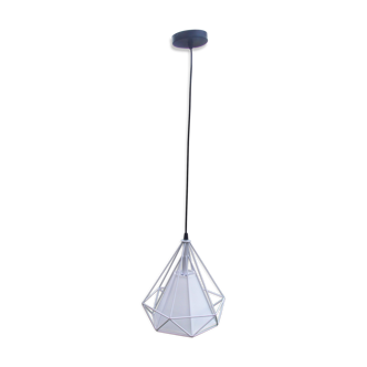 Suspension en métal blanc avec abat-jour blanc