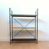 Mid century free standing rack with metal shelves by A. Dekker for Tomado