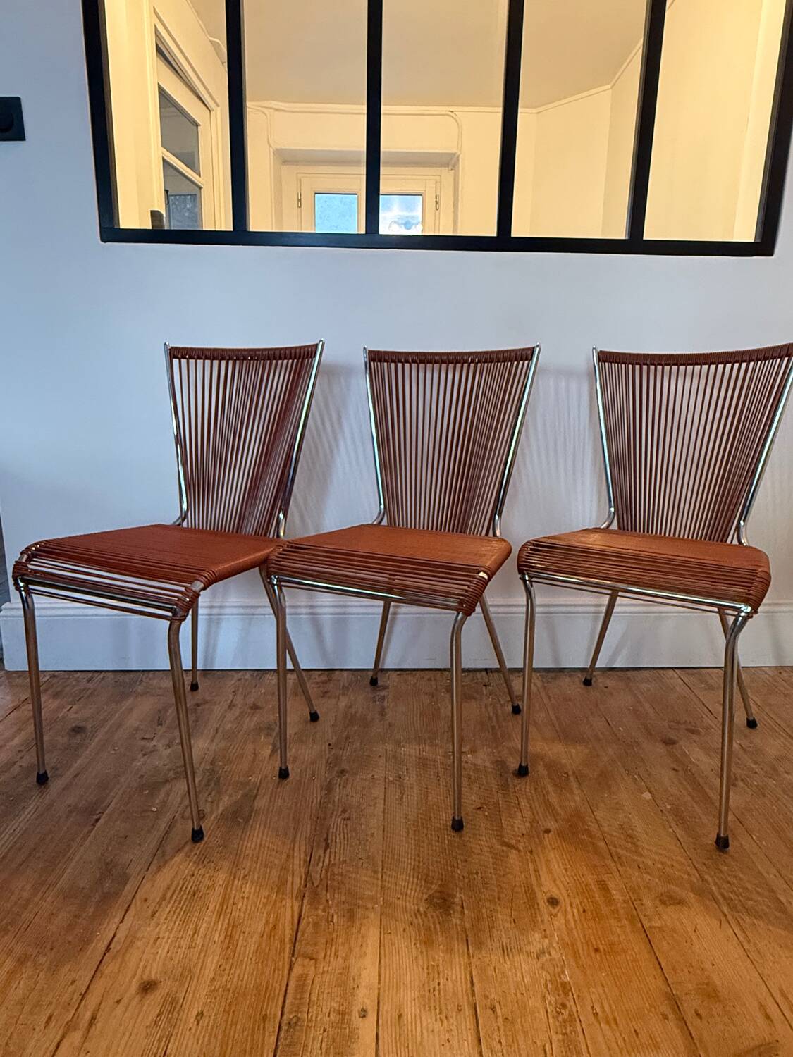 Three 1960s Scoubidou chairs