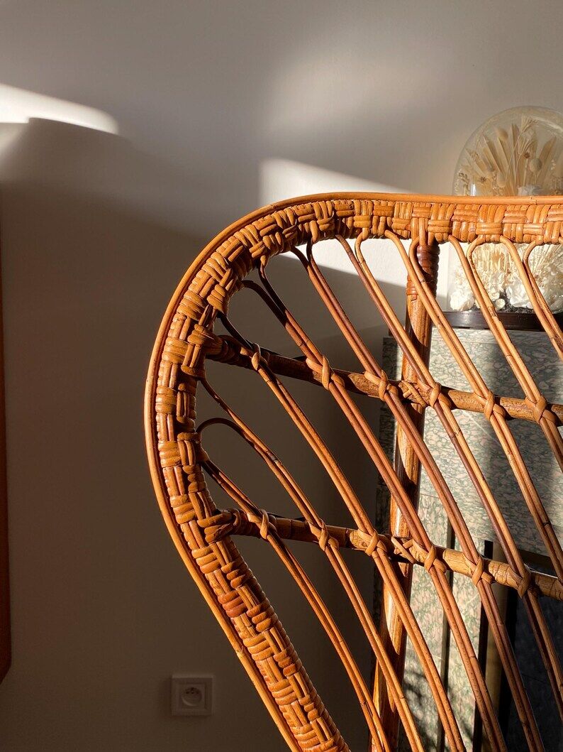 Conte armchair by Biancamano in rattan by Gio Ponti and Lio Carminati, Italy 1960s