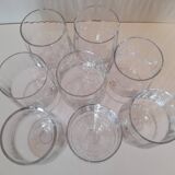 Set of 8 antique faceted stemmed glasses