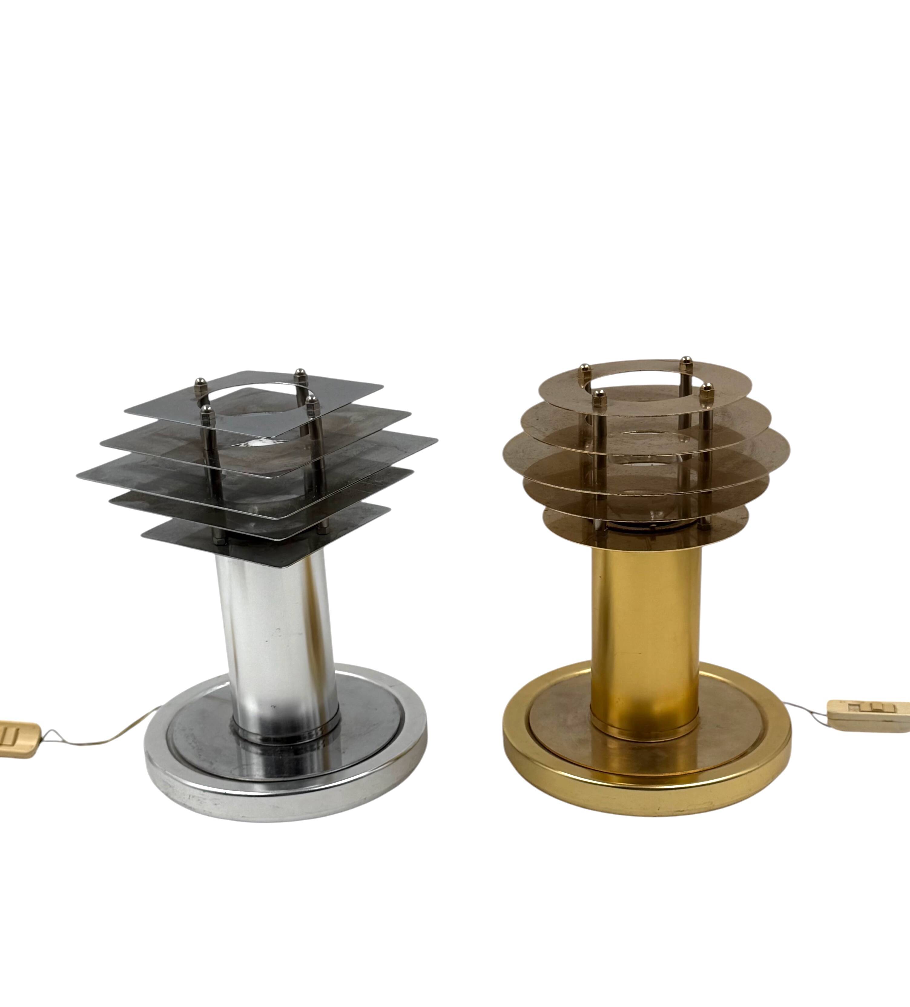 Space age set of 2 table lamps, Italy 1970s