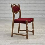 1970s, set of 6 Danish dining chairs, oak wood, furniture wool.