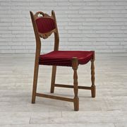 1970s, set of 6 Danish dining chairs, oak wood, furniture wool.