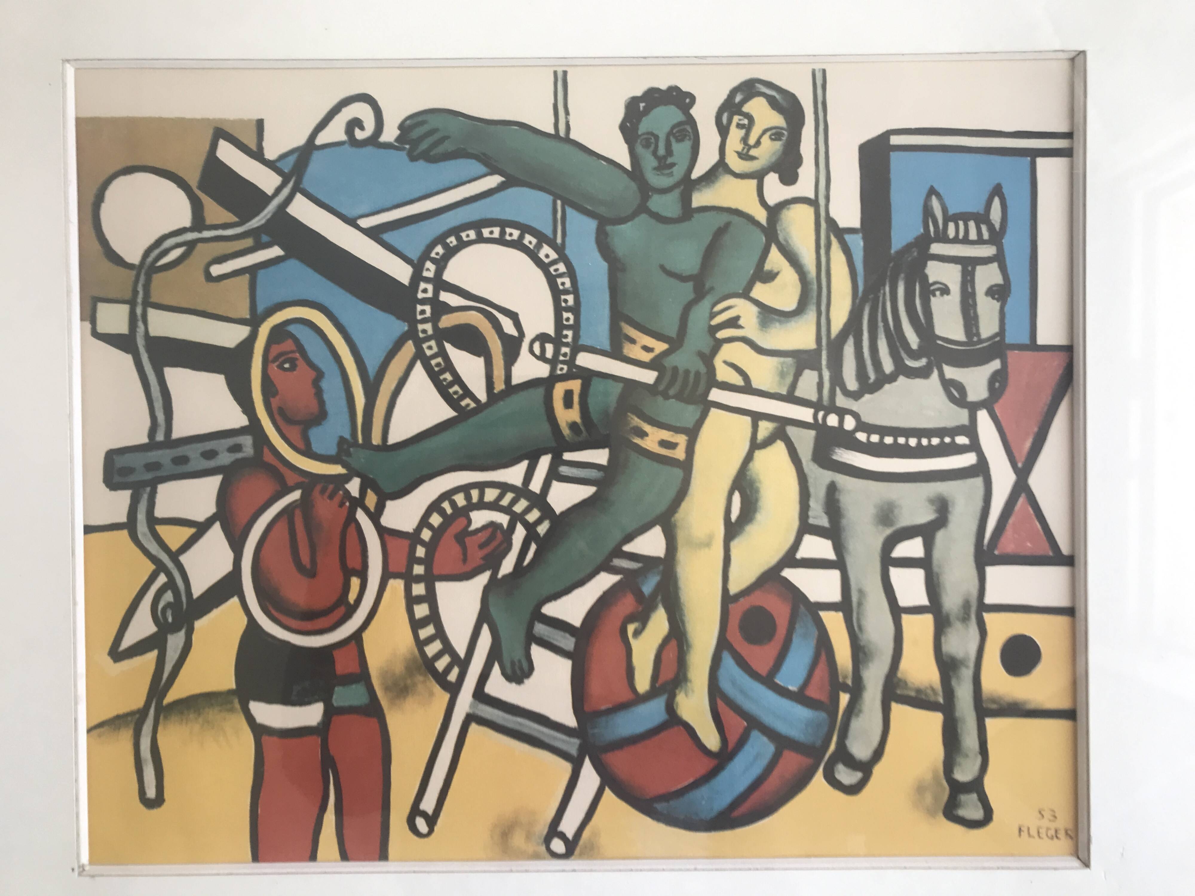 Fernand LÉGER (after) Circus scene. c. 1980. Framed photogravure