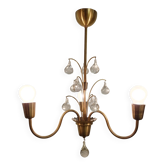 Lustre décoratif suédois Grace en laiton et verre, années 1940/50